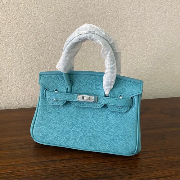 None Handbags - Turquoise Mini 20 Pebble Leather Lock Key Belted Satchel Bag Crossbody S14/B1